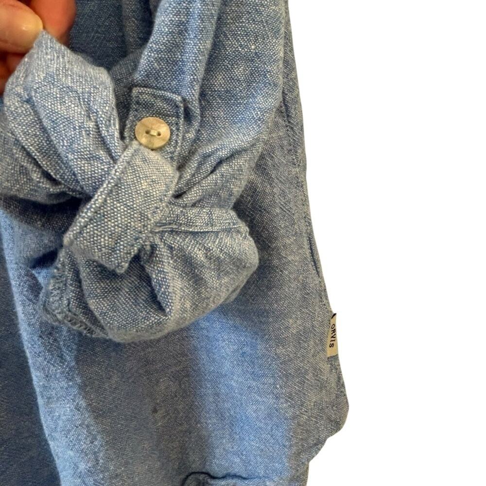 Orvis Denim Blue Casual Button Down Shirt Linen Rayon Large - Picture 3 of 7
